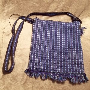 Blue Knit Shoulder Bag